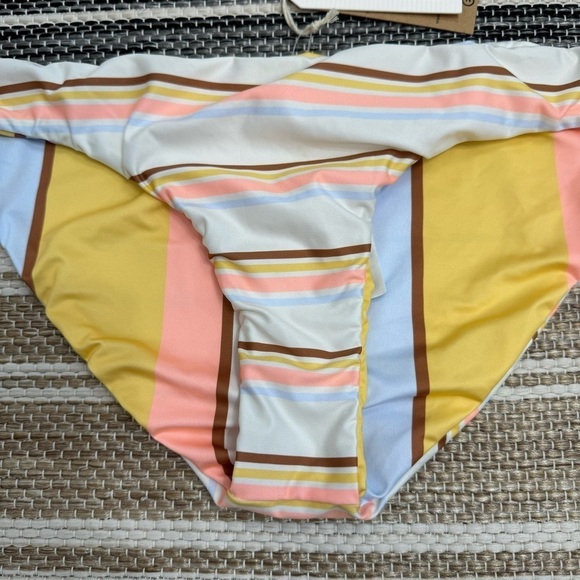 Billabong Lowrider Full Coverage Feelin Sunny Striped Women’s Bikini Bottom L/12 - Picture 2 of 12